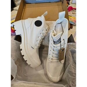 Palladium Pallabase Twill Boots Platform Lug Sole Lace Up‎ White Size 10